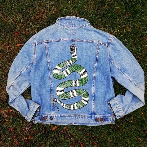 gucci snake denim jacket|gucci jean jacket with snake.